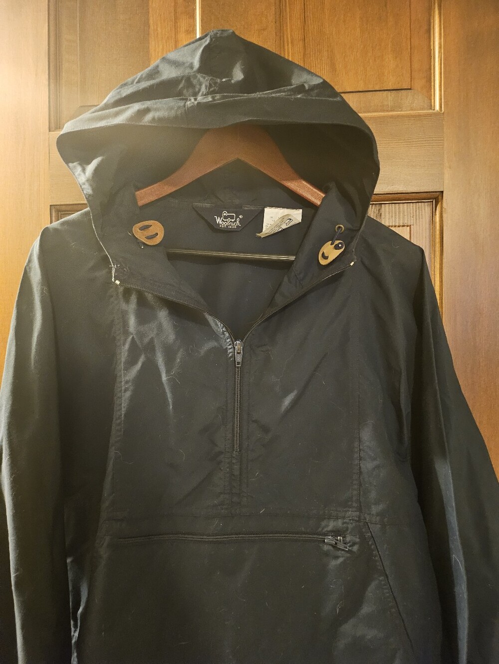 Woolrich Navy Hooded Jacket with Logo Patch